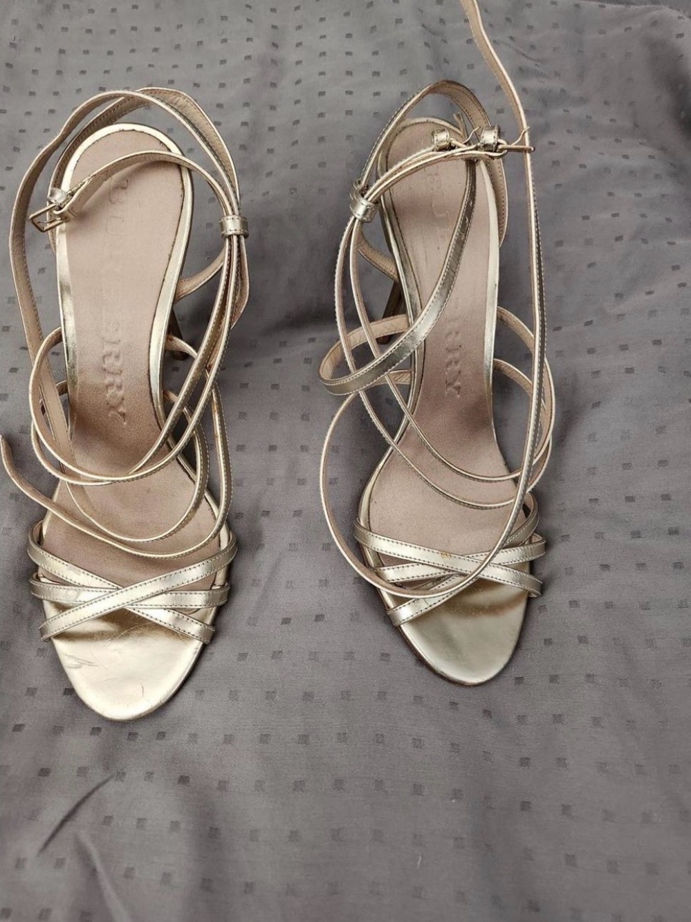 Burberry Metallic Gold Strappy High-Heel Sandals